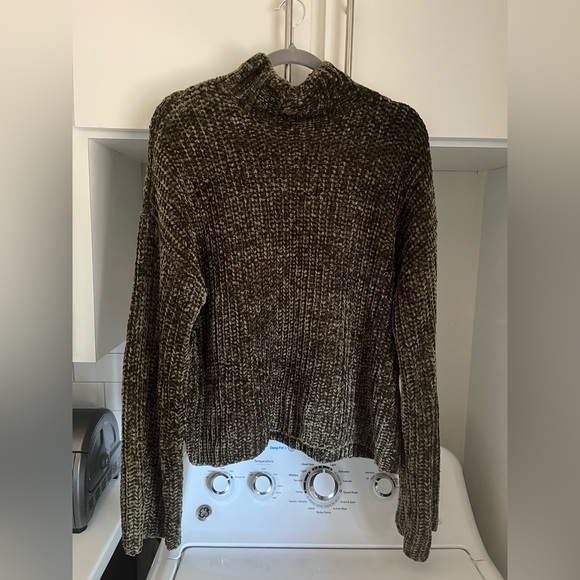 Bella Dahl Sweaters - Green Chenille Turtleneck Sweater